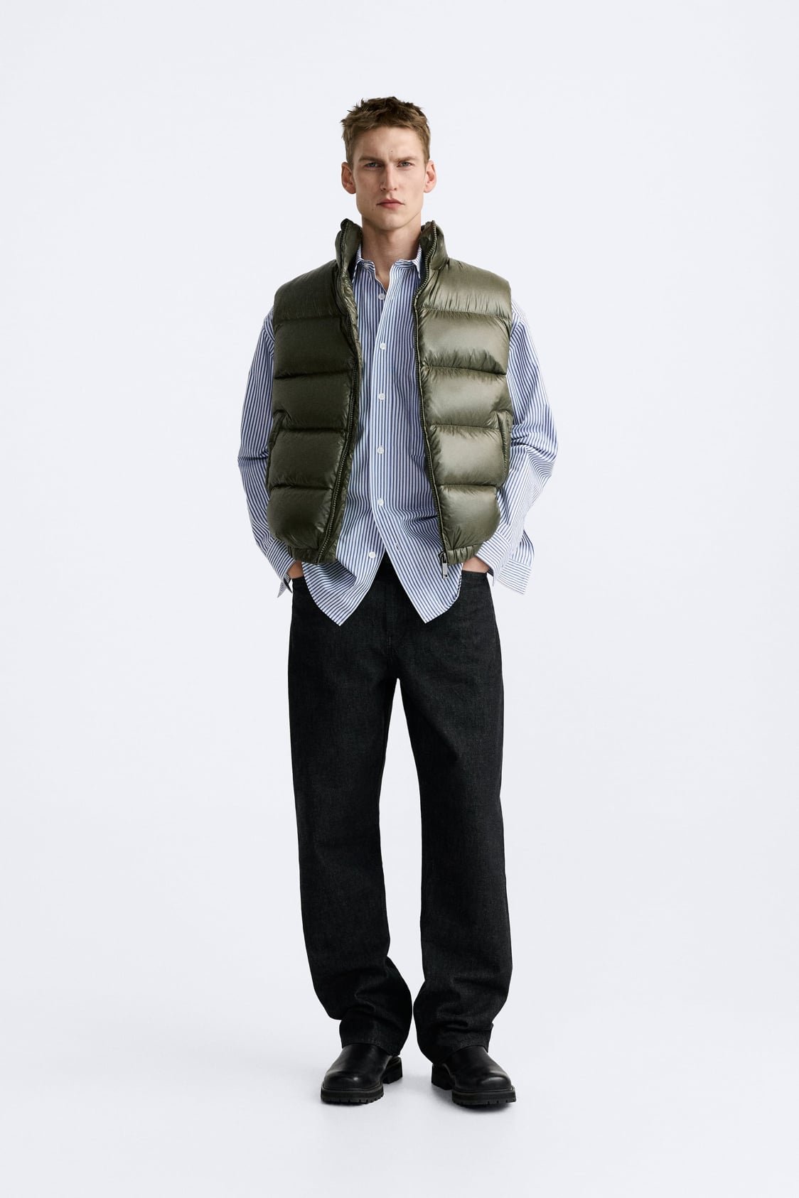 Feather Down Puffer Green Gilet