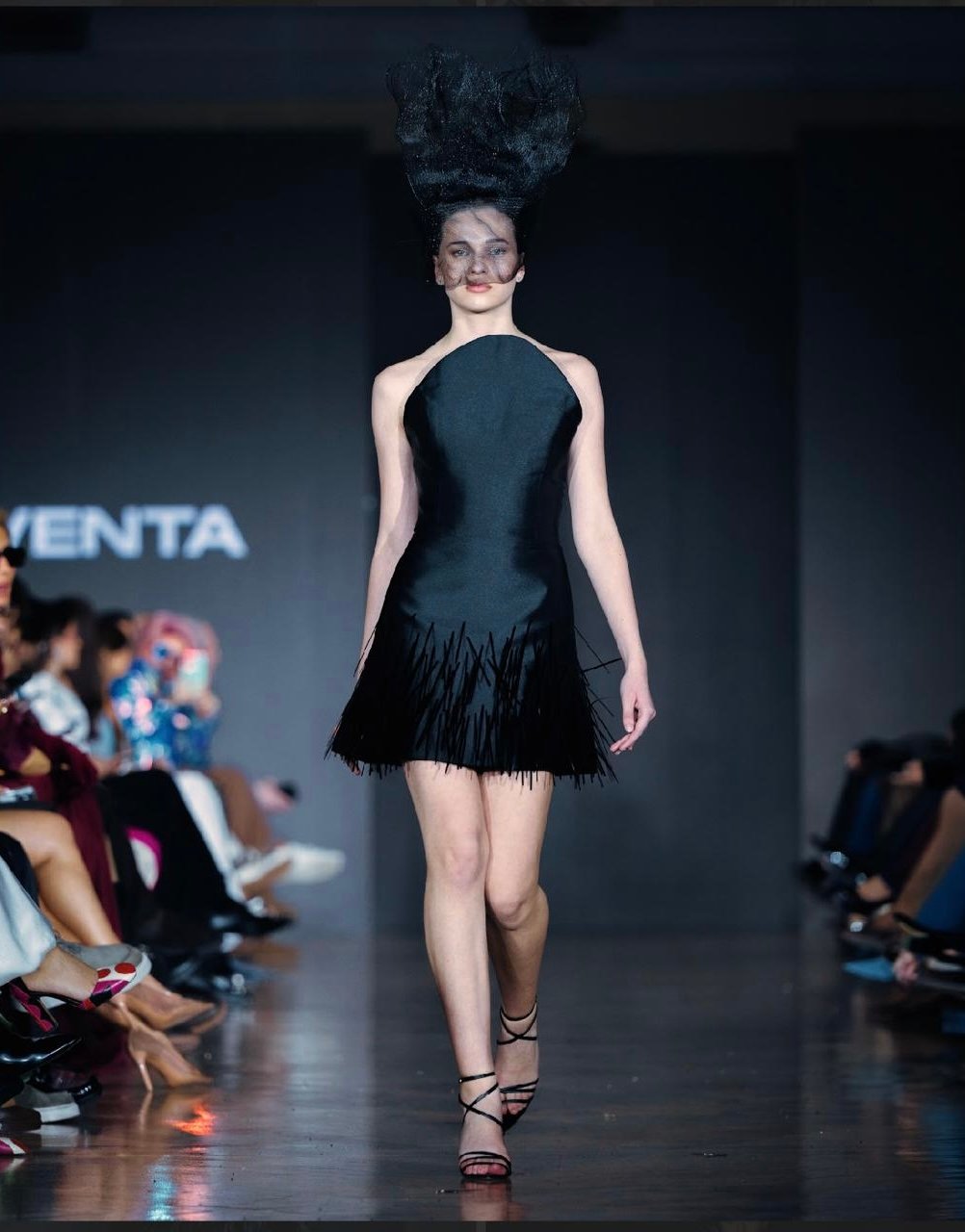 Refined black mini dress