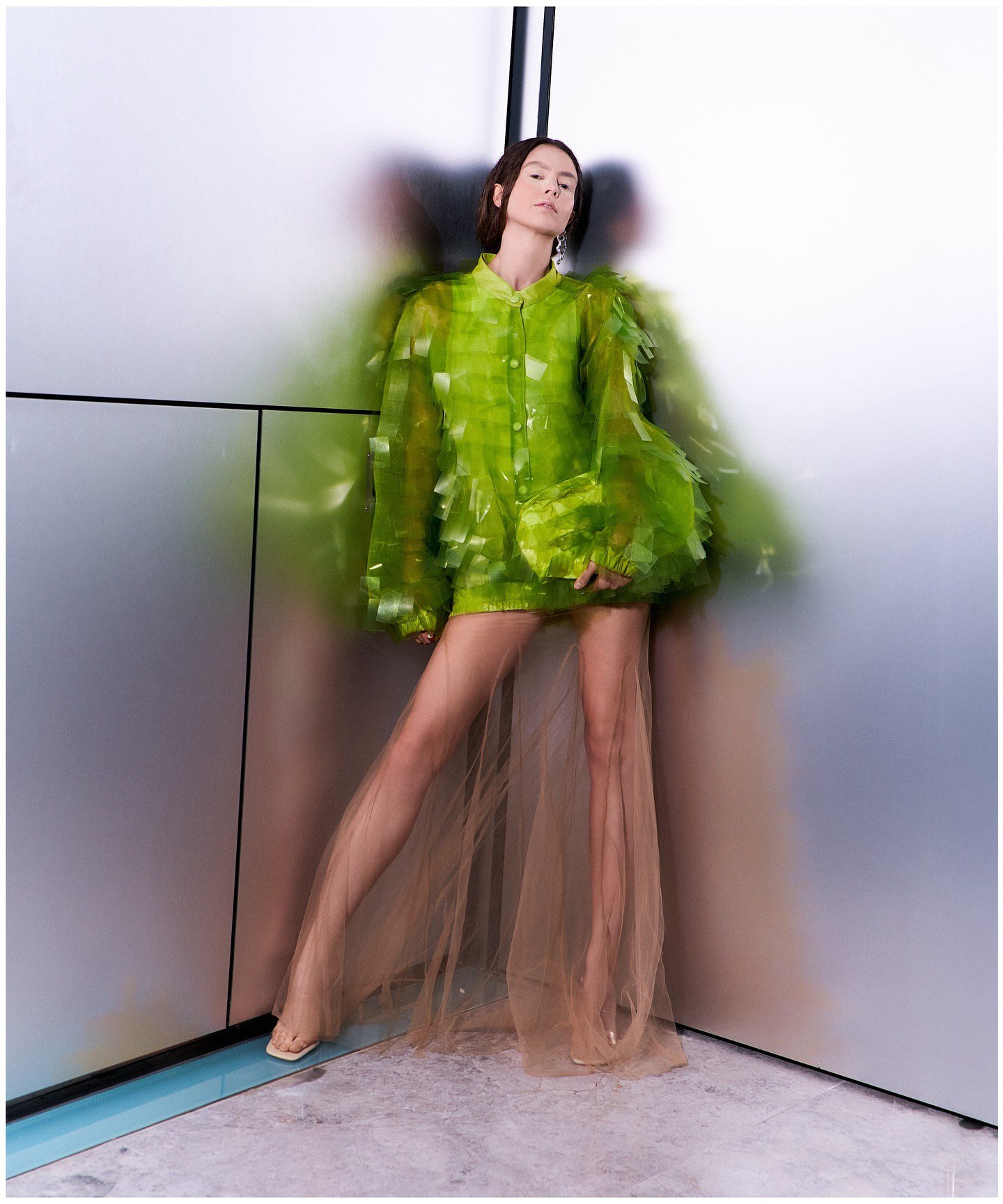 Lime Organza Statement Jacket