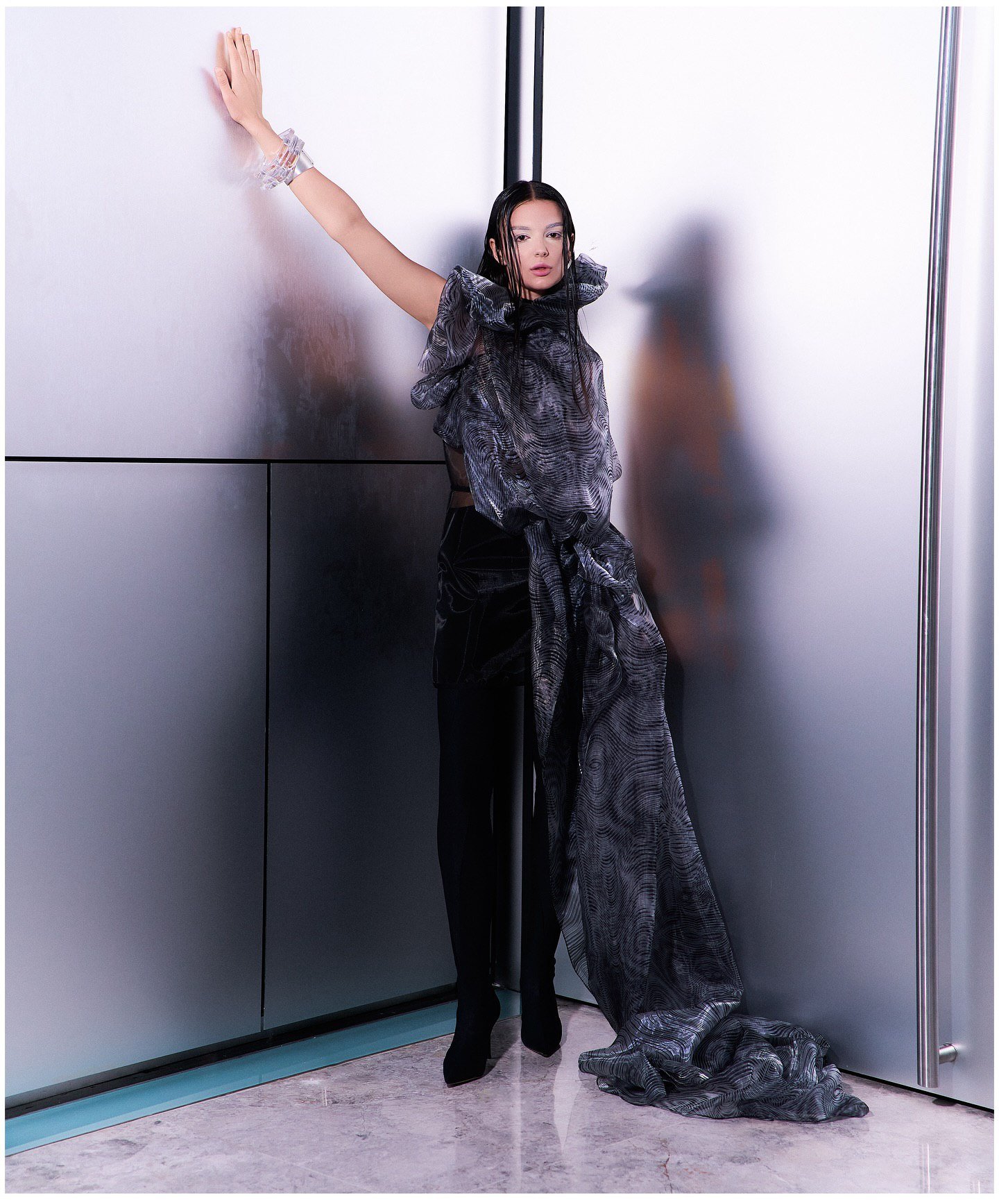 Shadow Cascade Couture Look