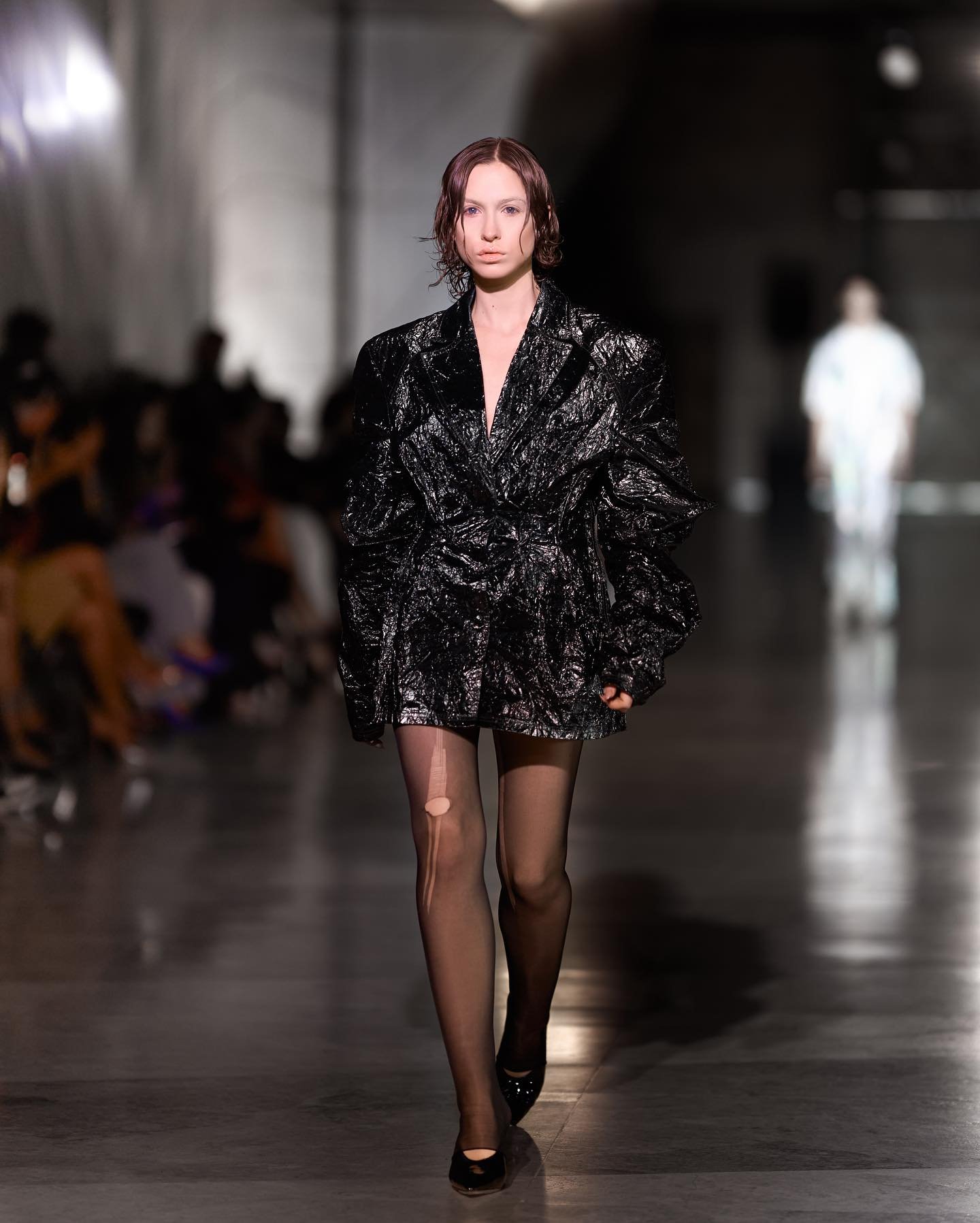 Noir Crinkled Blazer Dress