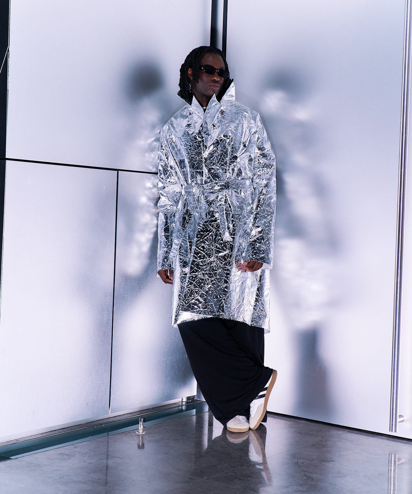 Silver Reflective Trench Coat